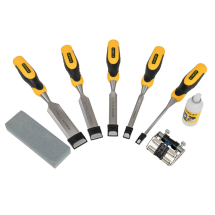 DYNAGRIP CHISEL SET WITH STRIKE CAPS (5 PIECE & ACCESSORIES)